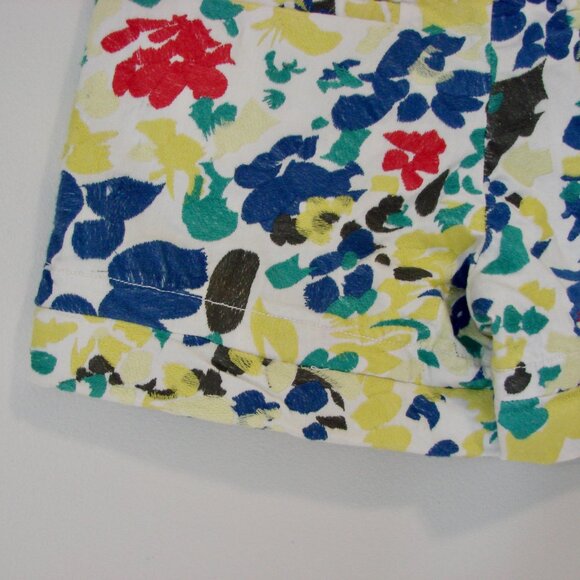 Alice + Olivia Floral Shorts Cady Cuffed White Blue Red Embroidered Size Small - Picture 11 of 16